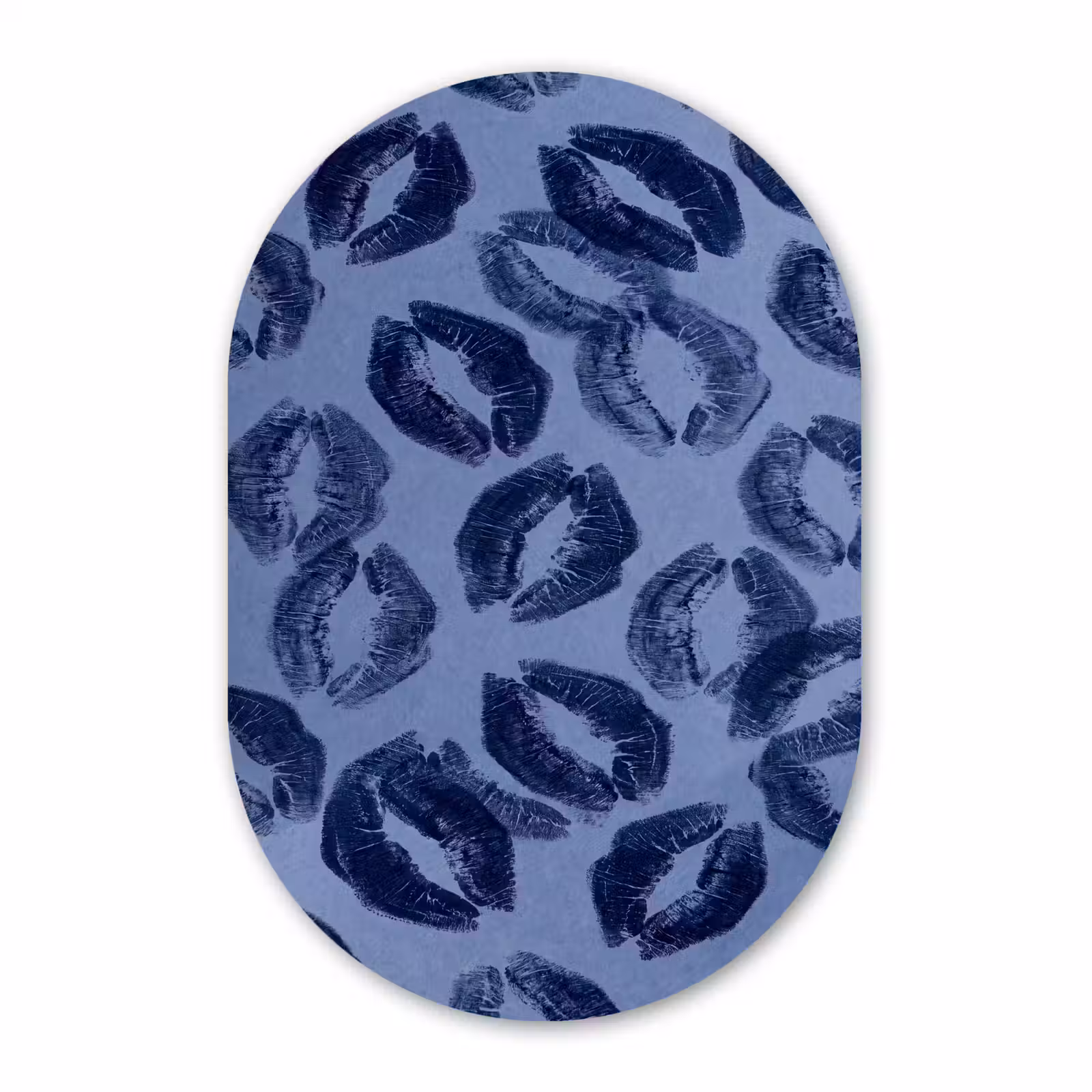 Glasbild Oval - Lippen – Muster – Blau — 1