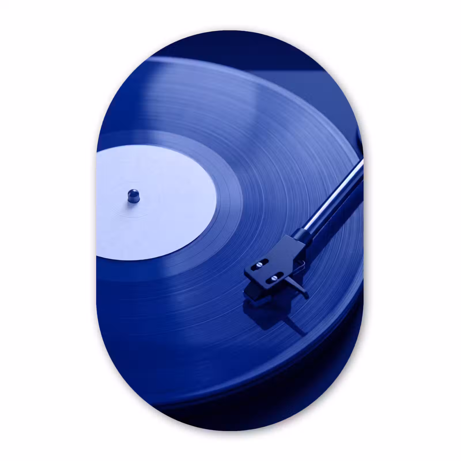 Glasbild Oval - Plattenspieler – Vinyl – Blau — 1