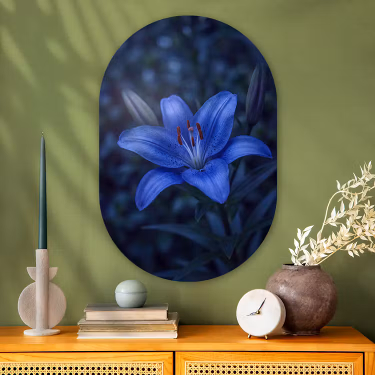 Glasbild Oval - Blaue Blume – Natur — 2
