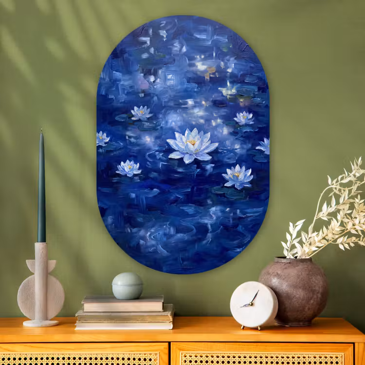 Glasbild Oval - Blaue Seerose – Wasser — 2
