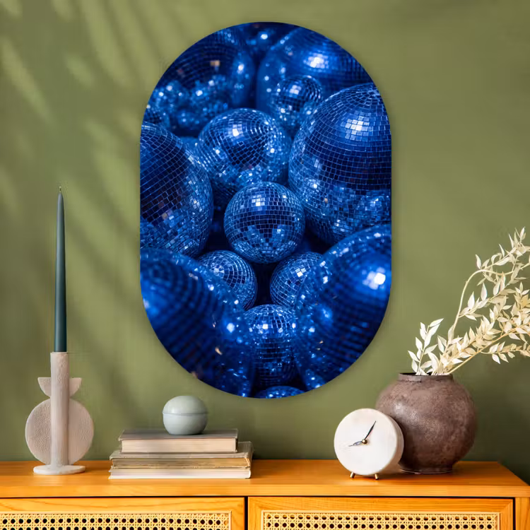Glasbild Oval - Discobal – Party – Blau — 2
