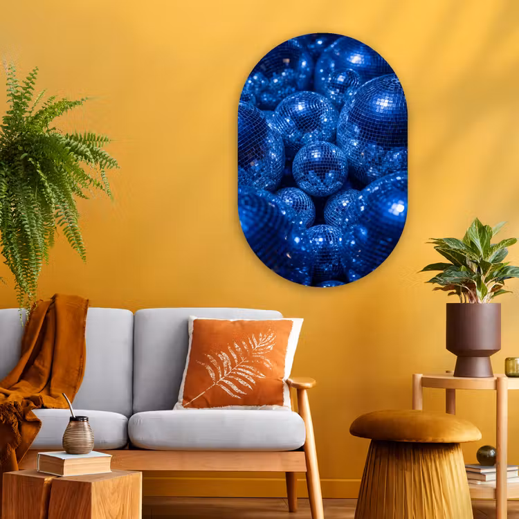 Glasbild Oval - Discobal – Party – Blau — 3