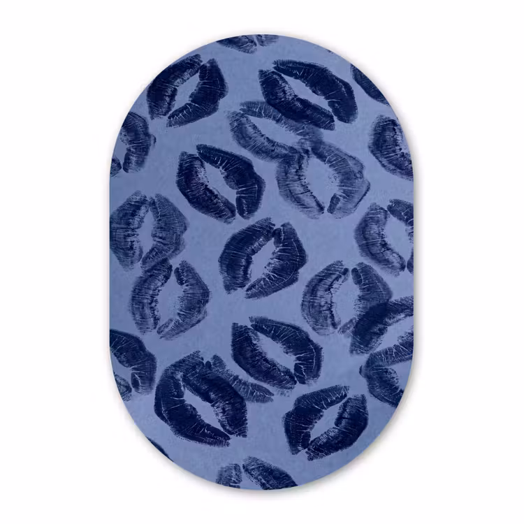 Glasbild Oval - Lippen – Muster – Blau — 1