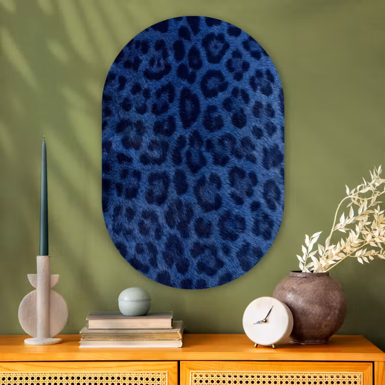 Glasbild Oval - Muster – Blau – Abstrakt — 2