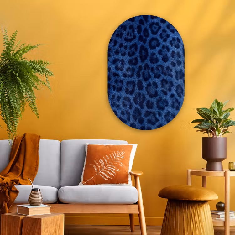 Glasbild Oval - Muster – Blau – Abstrakt — 3