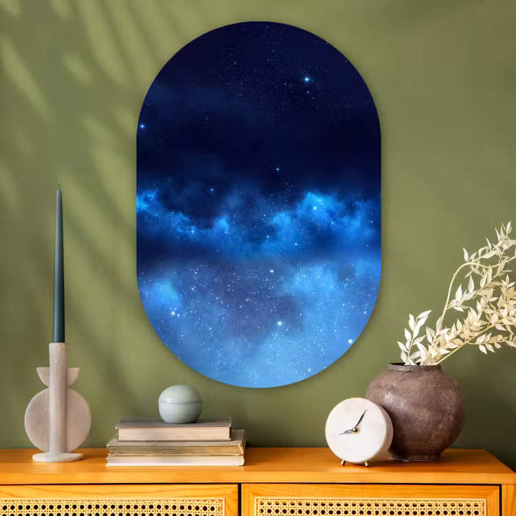 Glasbild Oval - Sternenhimmel – Nebel – Blau — 2