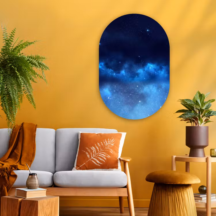 Glasbild Oval - Sternenhimmel – Nebel – Blau — 3