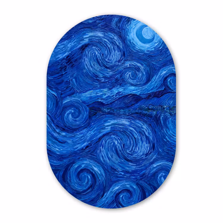 Glasbild Oval - Wirbel – Blau – Modern — 1