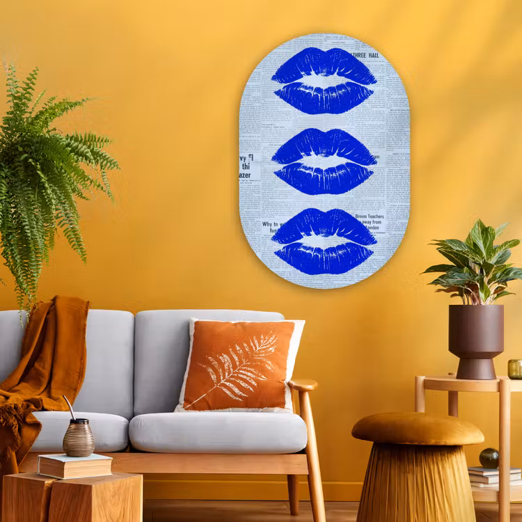 Glasbild Oval - Zeitung „Blaue Lippen“ — 3