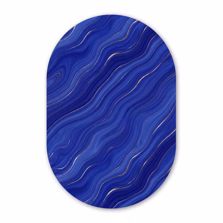 Glasbild Oval - Zusammenfassung – Linien – Blau — 1