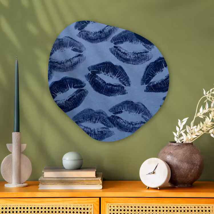 Glasbild Organische Form - Lippen – Muster – Blau — 2