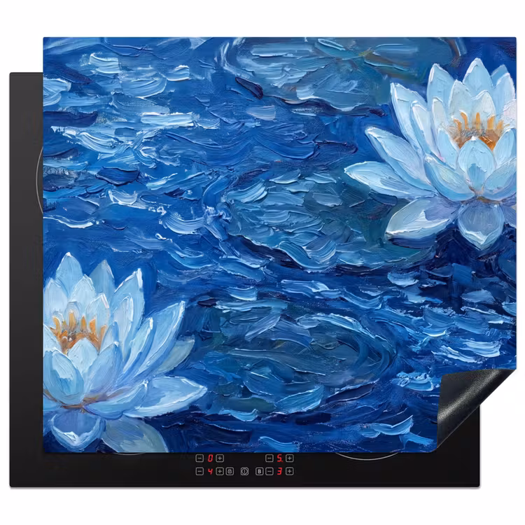 Herdabdeckplatte - Blumen – Wasser – Blau — 1