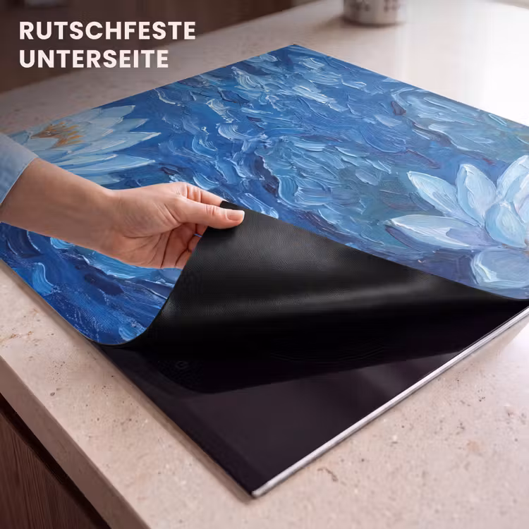 Herdabdeckplatte - Blumen – Wasser – Blau — 9