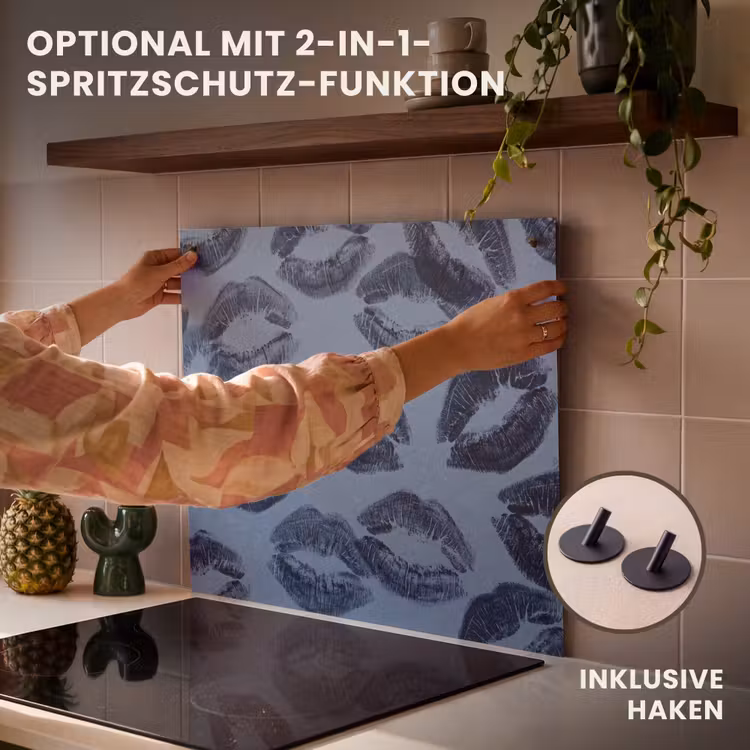 Herdabdeckplatte - Lippen – Muster – Blau — 10