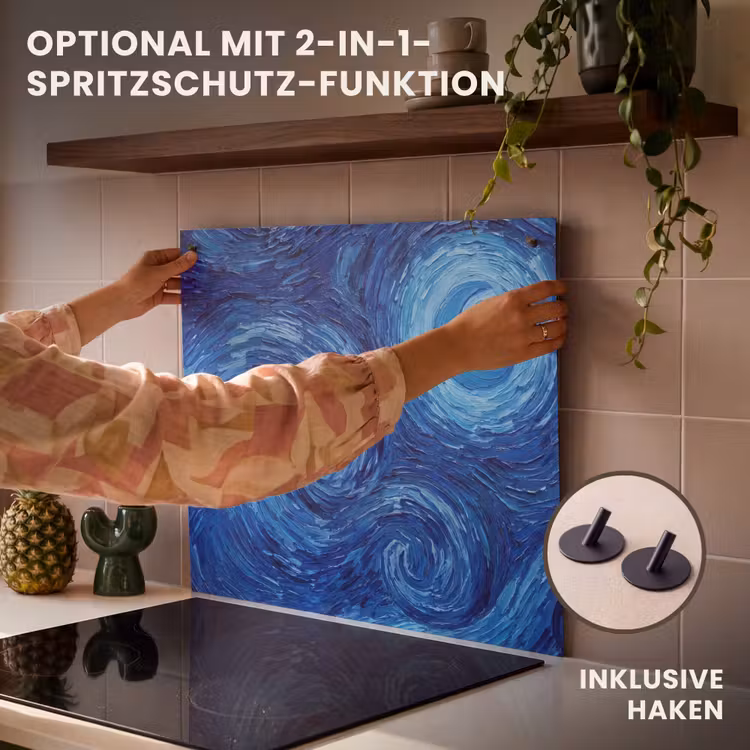 Herdabdeckplatte - Wirbel – Blau – Modern — 10