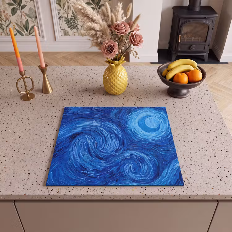 Herdabdeckplatte - Wirbel – Blau – Modern — 2