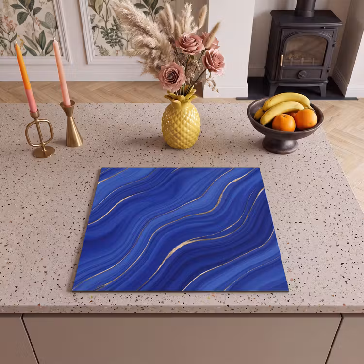 Herdabdeckplatte - Zusammenfassung – Linien – Blau — 2