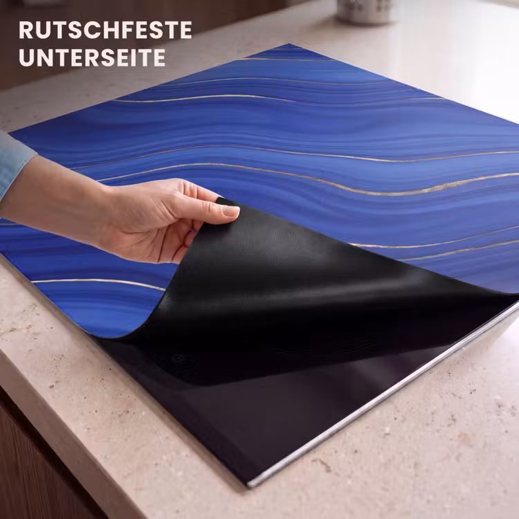 Herdabdeckplatte - Zusammenfassung – Linien – Blau — 9