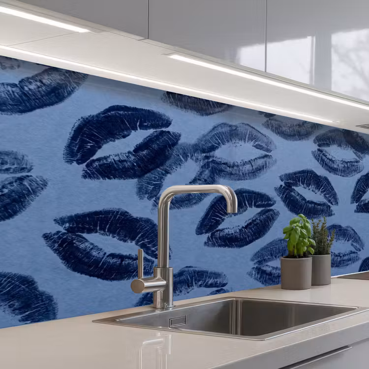 Küchenrückwand - Lippen – Muster – Blau — 2