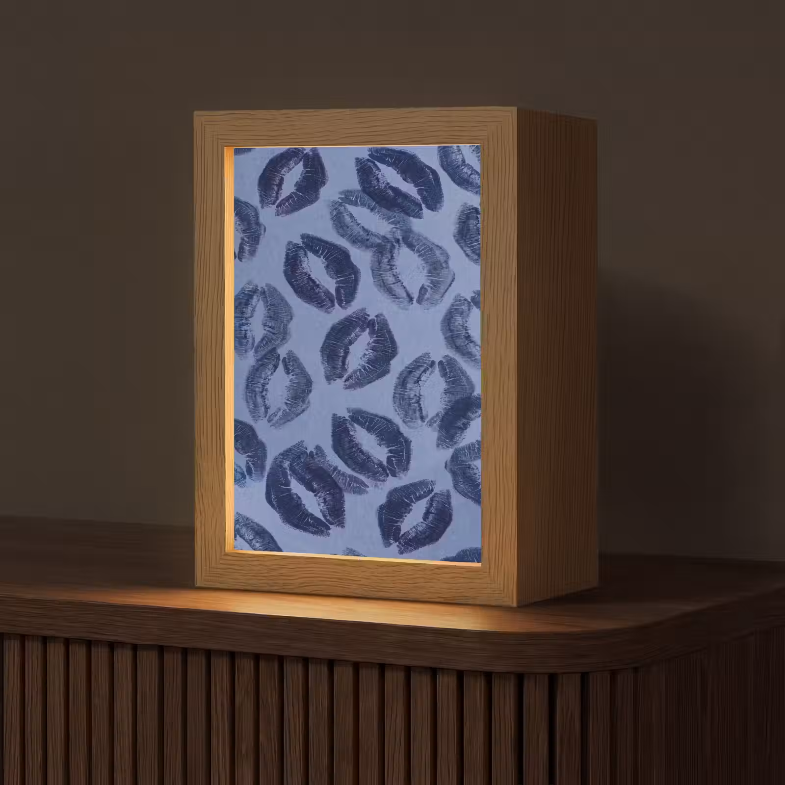 Personalisierte Lightbox - Lippen – Muster – Blau — 1
