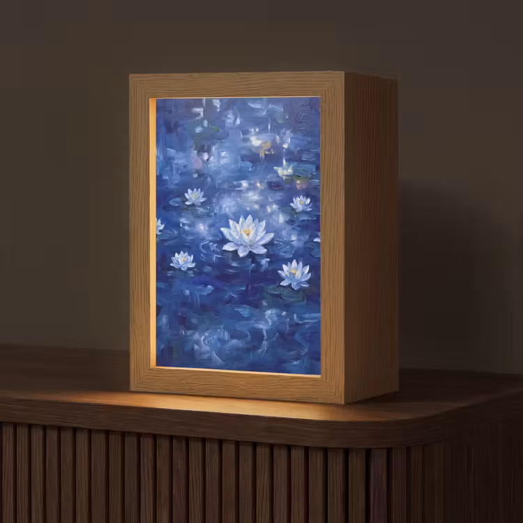 Personalisierte Lightbox - Blaue Seerose – Wasser — 1