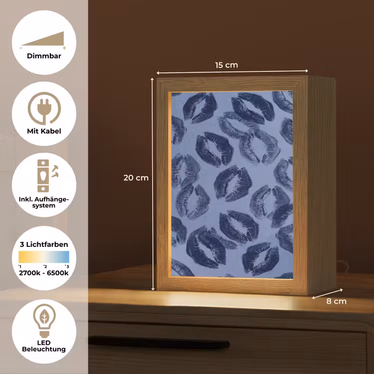 Personalisierte Lightbox - Lippen – Muster – Blau — 6