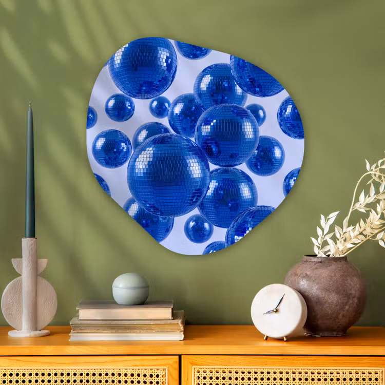 Alu-Dibond-Bild Organische Form - Blaue Discokugel — 2