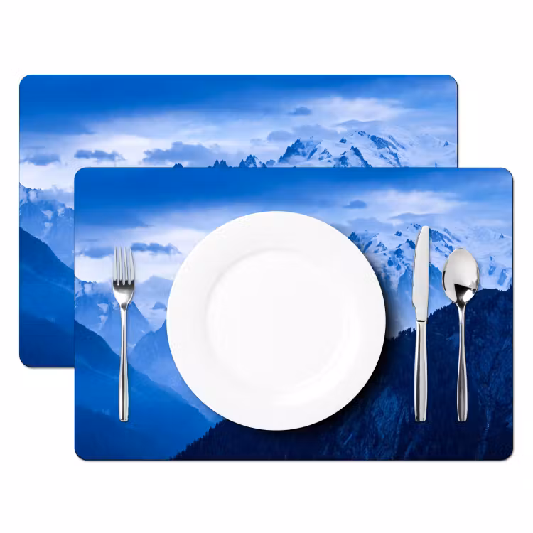 Tischset - 6 Stück - Berge – Schnee – Blau — 2