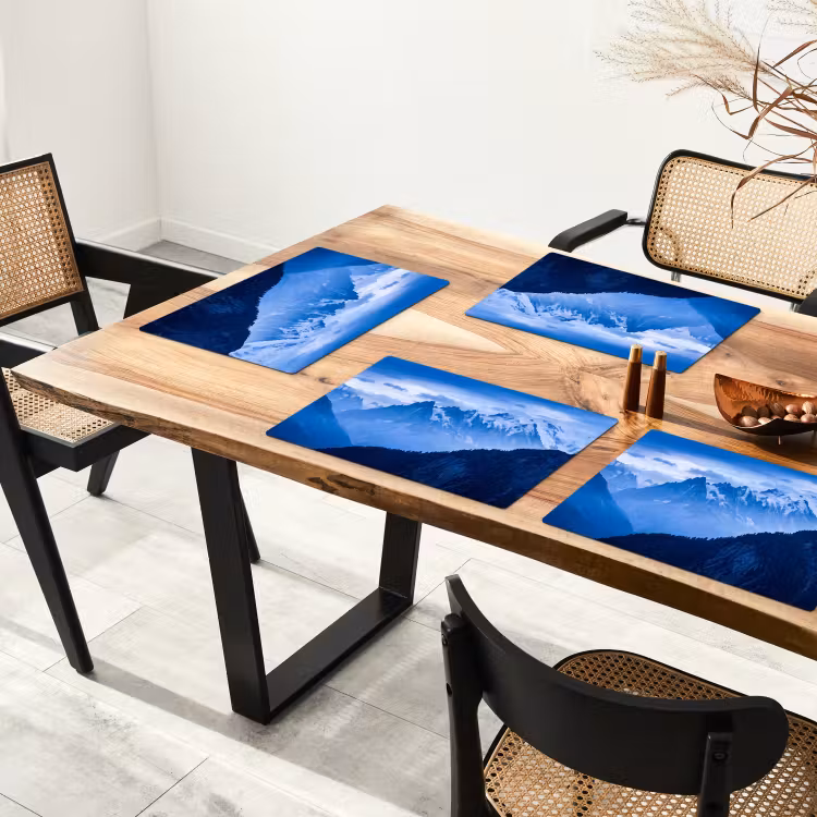 Tischset - 6 Stück - Berge – Schnee – Blau — 3