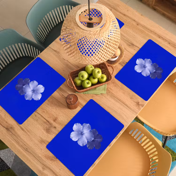 Tischset - 6 Stück - Blumen – Blau – Natur — 4