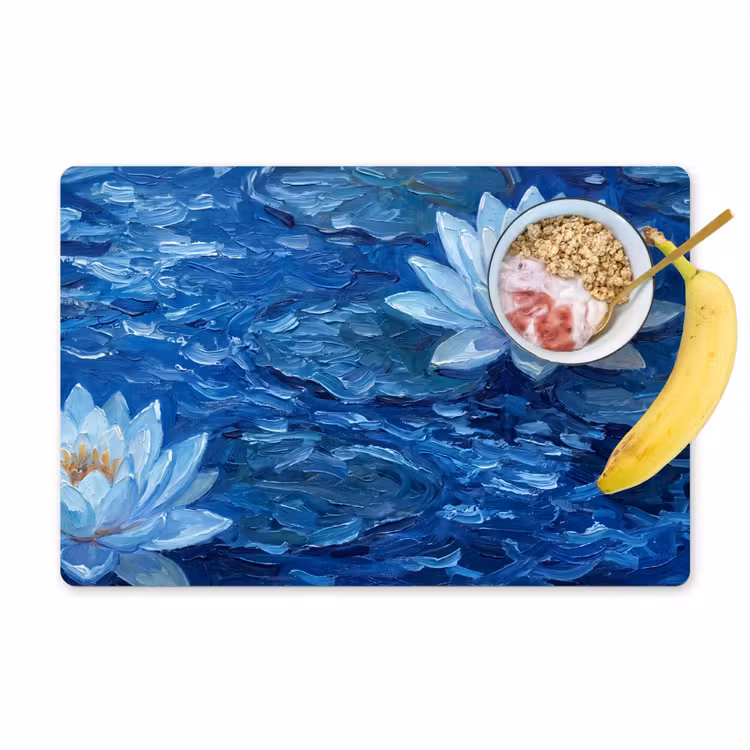 Tischset - 6 Stück - Blumen – Wasser – Blau — 1
