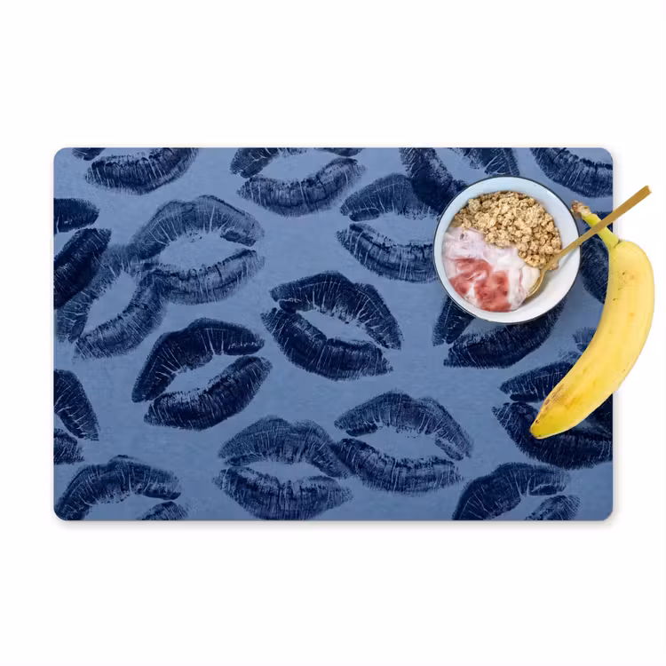 Tischset - 6 Stück - Lippen – Muster – Blau — 1