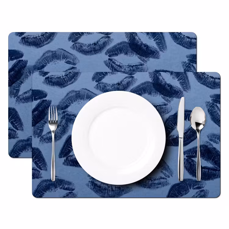 Tischset - 6 Stück - Lippen – Muster – Blau — 2