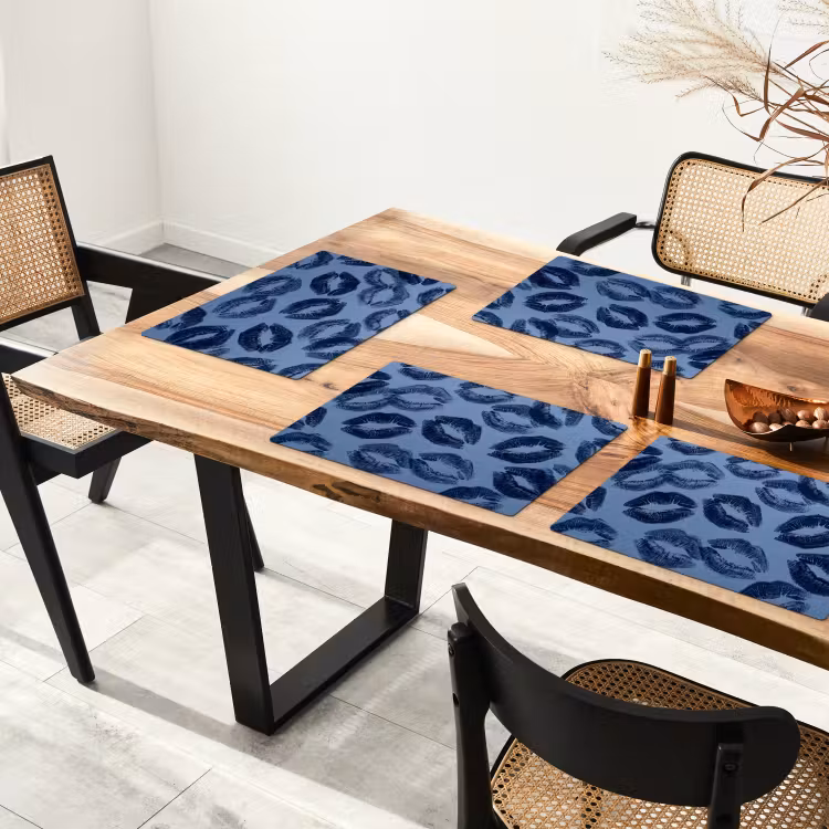 Tischset - 6 Stück - Lippen – Muster – Blau — 3