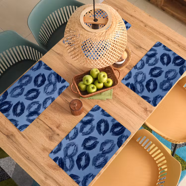 Tischset - 6 Stück - Lippen – Muster – Blau — 4