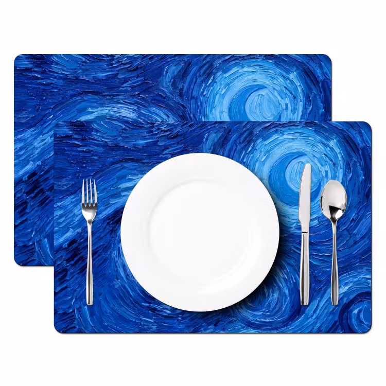 Tischset - 6 Stück - Wirbel – Blau – Modern — 2