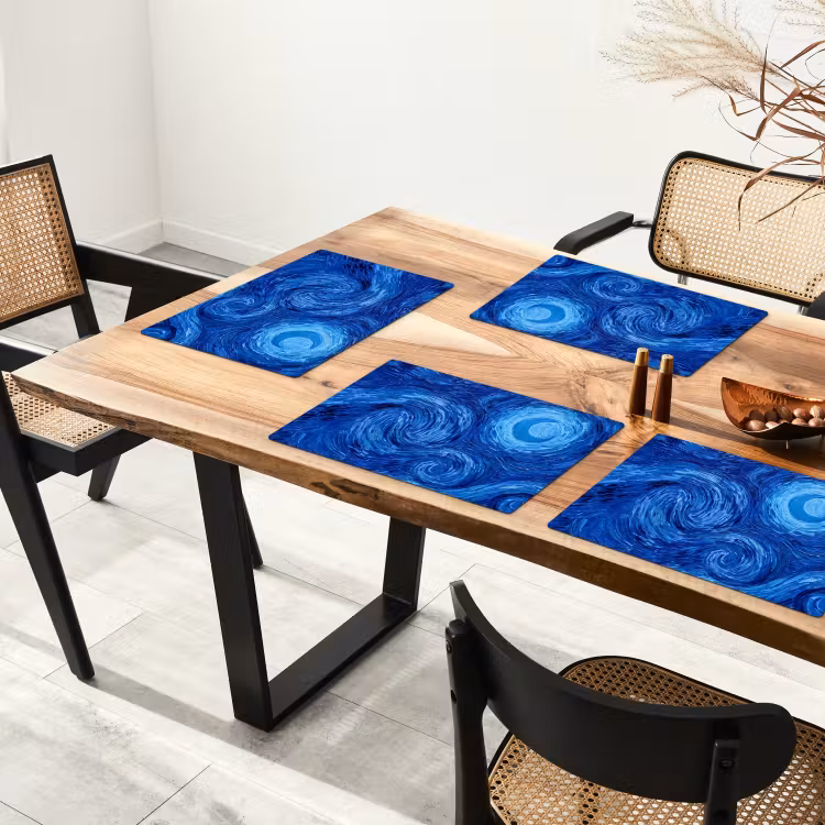 Tischset - 6 Stück - Wirbel – Blau – Modern — 3