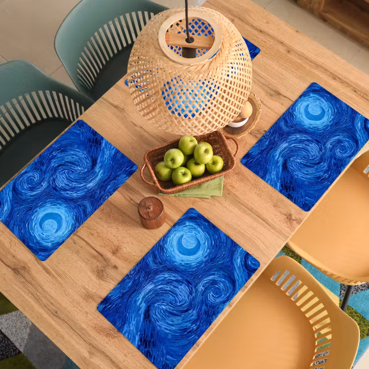 Tischset - 6 Stück - Wirbel – Blau – Modern — 4
