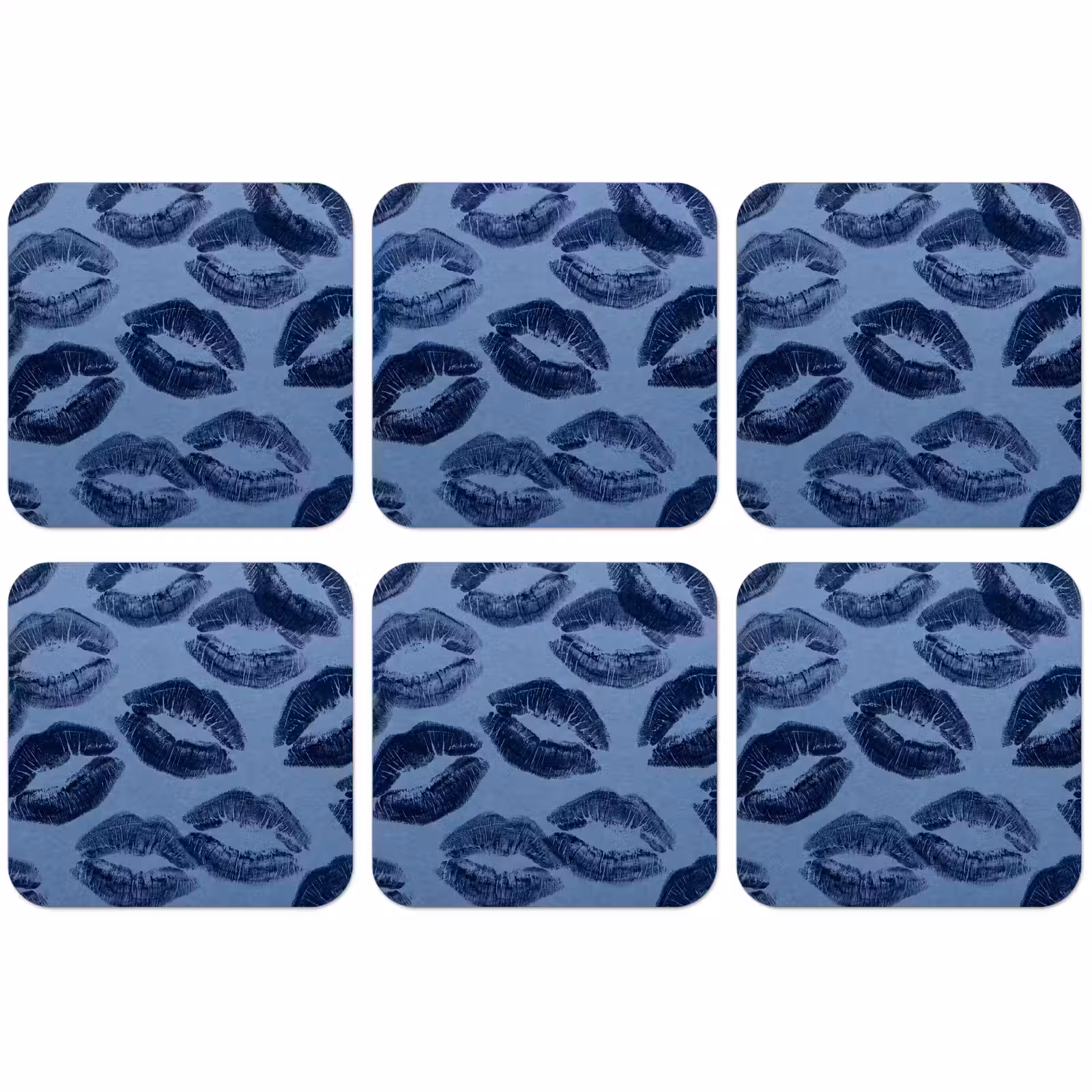 Untersetzer - Lippen – Muster – Blau — 1