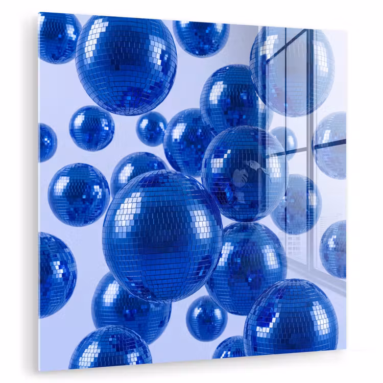 Glasbild - Blaue Discokugel — 1