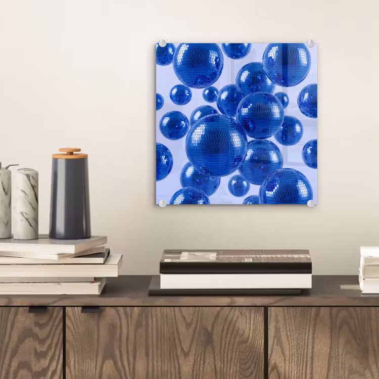 Glasbild - Blaue Discokugel — 2