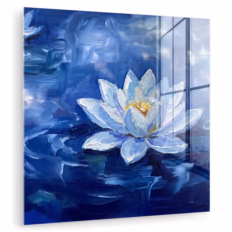 Glasbild - Blaue Seerose – Wasser — 1