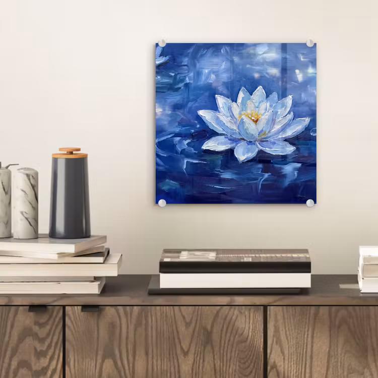 Glasbild - Blaue Seerose – Wasser — 2