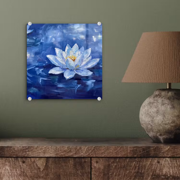 Glasbild - Blaue Seerose – Wasser — 4