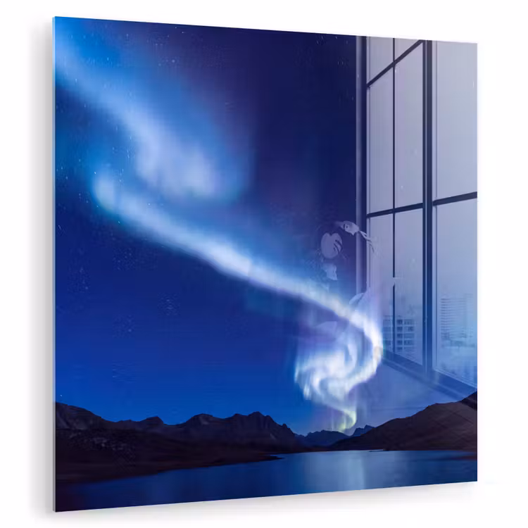 Glasbild - Nordlicht – Berge – Natur — 1