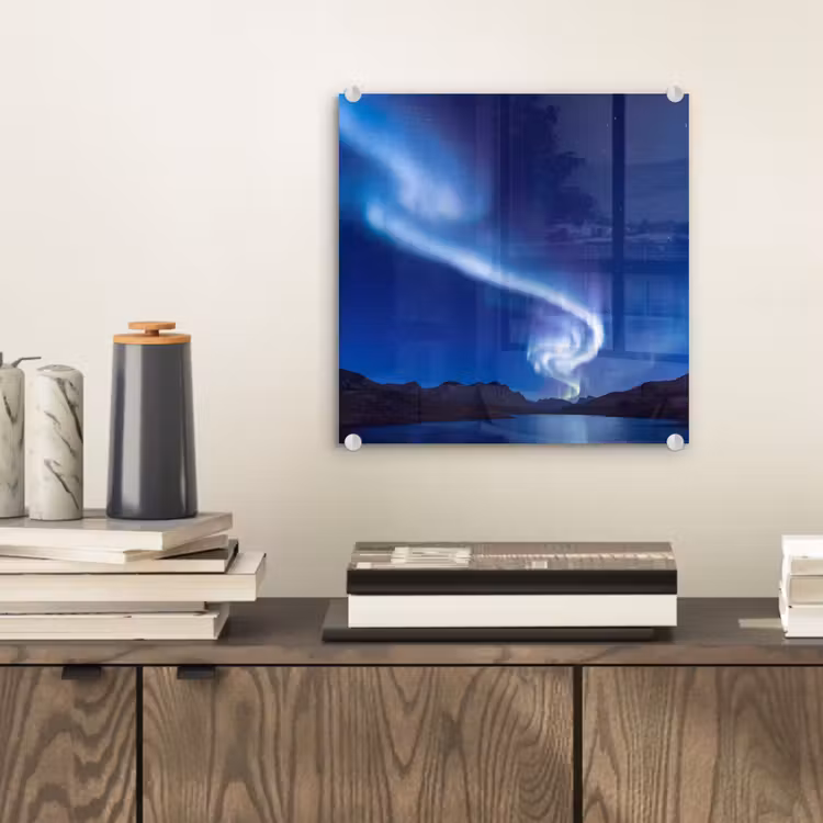 Glasbild - Nordlicht – Berge – Natur — 2