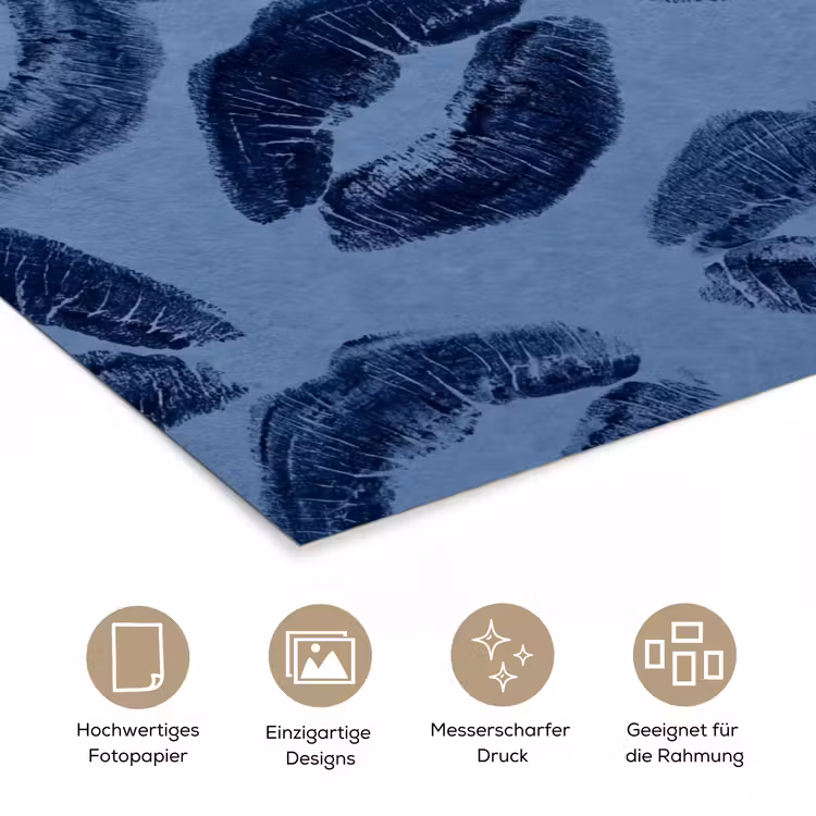 Poster - Lippen – Muster – Blau — 5