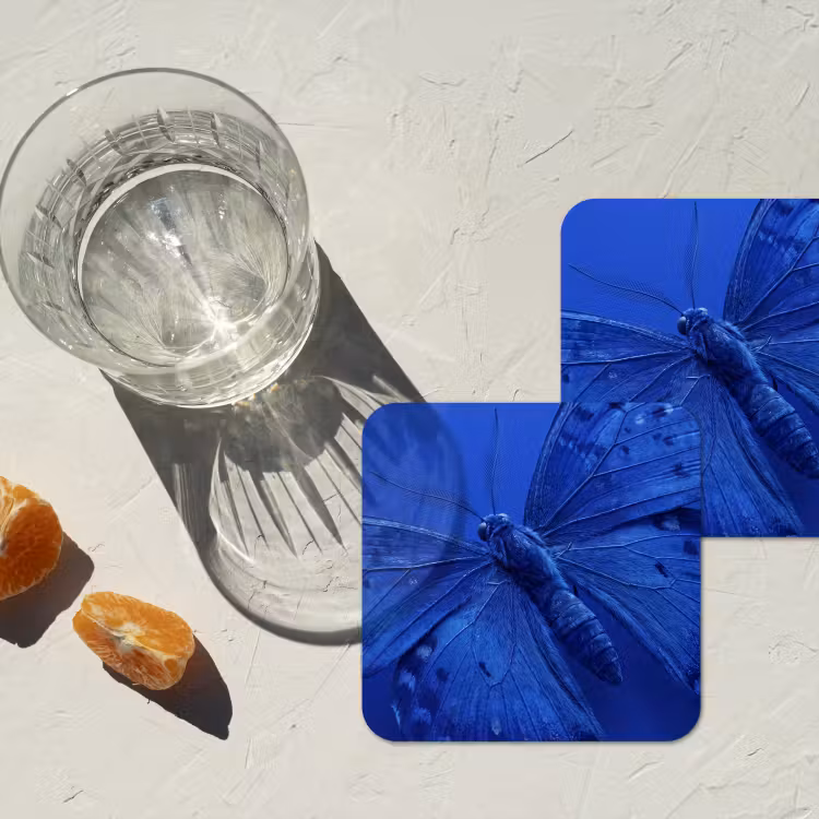 Untersetzer - Blauer Schmetterling – Insekt — 2