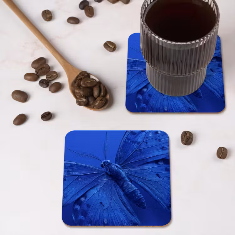 Untersetzer - Blauer Schmetterling – Insekt — 4