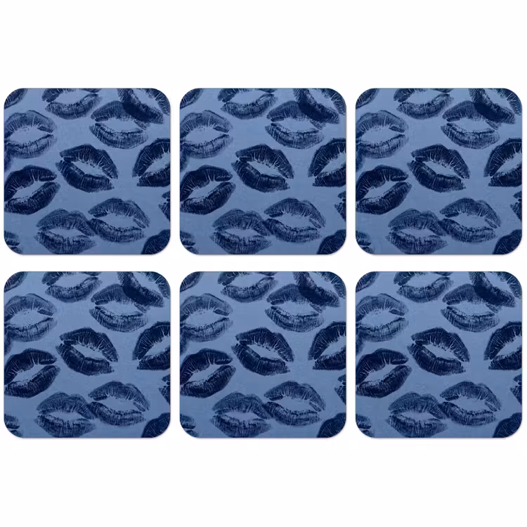 Untersetzer - Lippen – Muster – Blau — 1